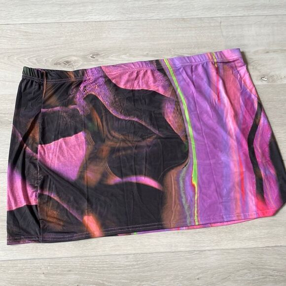 PrettyLittleThings Plus Pink Swirl Print Low Rise Micro Mini Skirt 20 NWT IN PKG - Picture 5 of 6